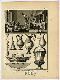 12 Antique Prints-ORFEVRE-GROSSIER-GOLDSMITH-SILVERSMITH-Diderot-Benard-1779