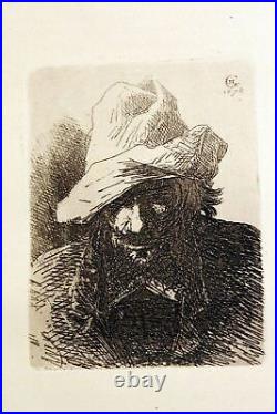 1875 HENRI CHARLES GUERARD French Impressionist Etching Henry Guerard, Portrait