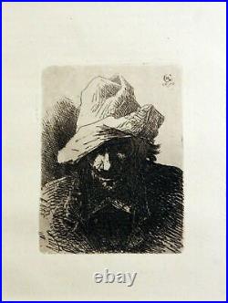 1875 HENRI CHARLES GUERARD French Impressionist Etching Henry Guerard, Portrait