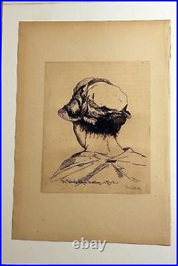 1875 HENRI CHARLES GUERARD French Impressionist Etching Profil Perdu Original