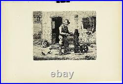 1875 HENRI CHARLES GUERARD French Impressionist Etching Untitled Original RARE