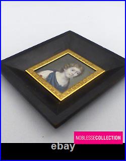 18th C FRENCH MINIATURE HAND PAINTED YOUNG BOY DRESSED IN ANTIQUE STYLE PORTRAIT