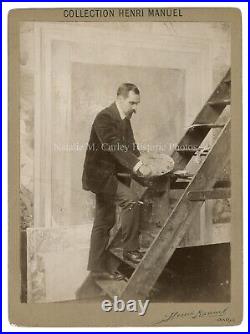 1900s Important Paris France Portrait Studio Artist with Palette Cabinet Photo