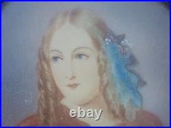 19th C. French Miniature Hand Painted Portrait Photo Picture Frame Artist Signed