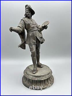 19th Century French Spelter Figure of Painter Artist Cast Metal Antique 11in
