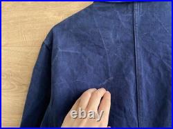25 Pit 1940s Vintage French Work Chore Jacket, Worn Blue Worker Coat Artist