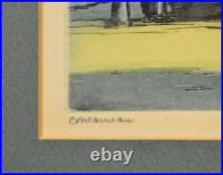 2 Nice Antique Colored Etchings Noted French Artist V. Carre' Veere & Concarneau