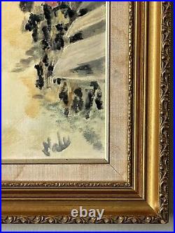 ANTIQUE MODERN IMPRESSIONIST OIL PAINTING OLD VINTAGE FRENCH WINTER ABSTRACT 60s