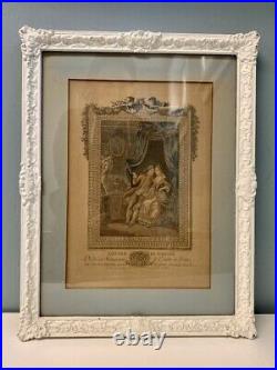 Antique 18th C Pair French Engravings Wood Framed Rococo Art JBC Chatelain 1772