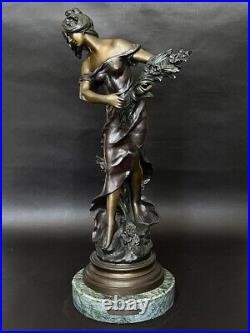 Antique 19C Large French Women Bronze Statue Auguste Moreau 26in