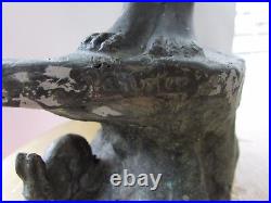 Antique Bronze Statue Of Lady With Rabbit Signed Artist Maker Stamp French