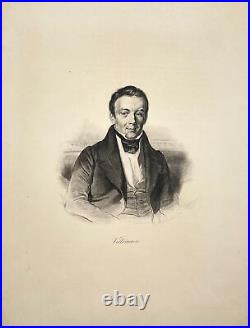 Antique Engraving Print Portrait of Abel-Francois Villemain French Writer