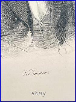 Antique Engraving Print Portrait of Abel-Francois Villemain French Writer