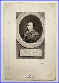 Antique Engraving Print Portrait of Jacques Pierre Brissot French Revolution
