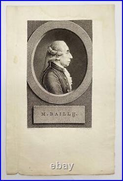 Antique Engraving Print Portrait of Jean Sylvain Bailly French Revolution