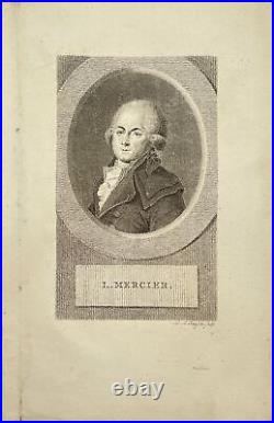 Antique Engraving Print Portrait of Louis-Sebastian Mercier French Writer