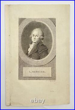 Antique Engraving Print Portrait of Louis-Sebastian Mercier French Writer