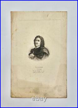 Antique Engraving Print Portrait of Nicolas Poussin French Artist France
