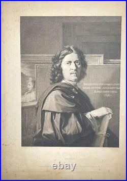Antique Engraving Print Portrait of Nicolas Poussin French artist France F