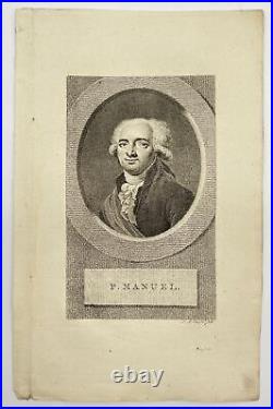 Antique Engraving Print Portrait of Pierre-Louis Manuel French Statesman