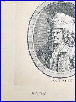 Antique Engraving Print Portrait of Voltaire French Philosopher-Educator