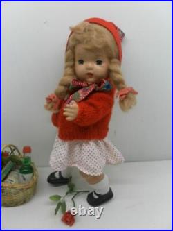 Antique French 1930s Doll Little Red Riding Hood Mohair Wig 13 inch