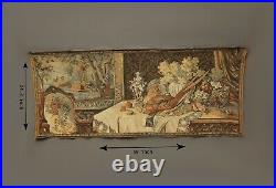 Antique French 19th C Tapestry wall hanging Home decor 59x24 inch