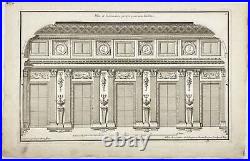 Antique French Architectural Etching Nice Design of a Gallery J. Neufforge