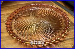 Antique French Baccarat Rose Tiente Swirl LARGE 11 Crystal Tray c1900 Gorgeous