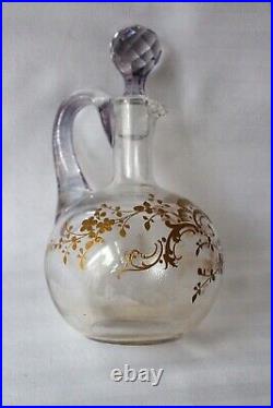 Antique French Baccarat crystal gold ewer/decanter Louis XV pattern c 1900