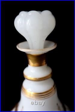 Antique French (Baccarat) gilt opaline glass perfume bottle c 1830