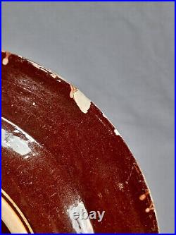 Antique French Brown Marbleized Mocha Creamware 9 Inch Plate Circa 1790-1820