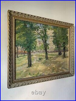 Antique French Impressionist Plein Air Landscape Oil Painting Old Paris 1943
