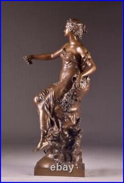 Antique French Large Bronze Sculpture Flora Gustave Michel and F. Barbedienne