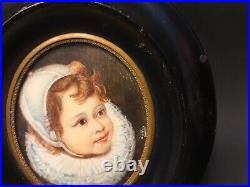 Antique French Miniature Portrait 18th Century Royal Child Artist Signed DeVos