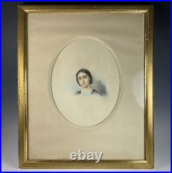Antique French Portrait Miniature, Pastels, Listed Artist, c. 1880 Beautiful Girl