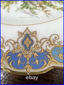 Antique French SEVRES Encrusted Gold Gilt Plates Artist Signed Set Of 11