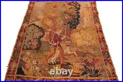Antique French Tapestry Handmade 3X4 Artistic Work 97cm x 112cm Tapestry C. 1920