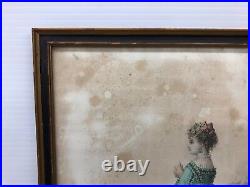 Antique French Victorian Art Drawing Signed'Mille 89