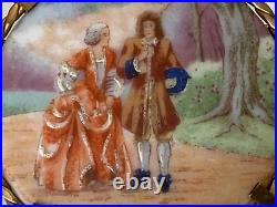 Antique French Victorian Artist Brooch A Couple in 18th C Costumes 5.5cm