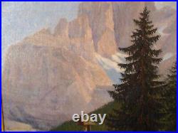 Antique Guillaume Impressionist Mountain Crucifix Landscape O/C Painting