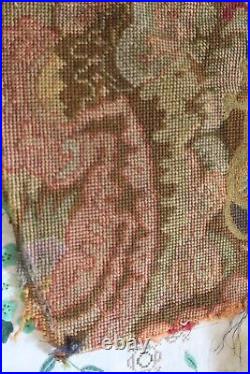 Antique Handmade French Tapestry fragment 21x22 Birds Floral Needlepoint