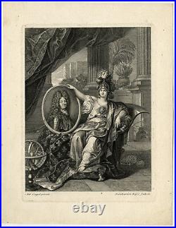 Antique Master Print-PORTRAIT-LOUIS XIV-KING-Coypel & Rigaud-Masse-ca. 1710