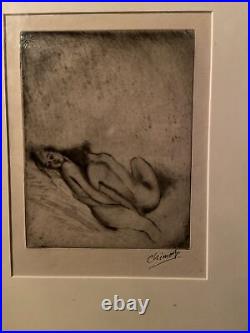Antique Original French Artist Etching Edouard Chimot Erotica Lot Of 4 Pieces