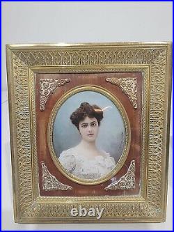 Antique Pair of Frames with Enamel signed by French Artist Mathieu-Deroche