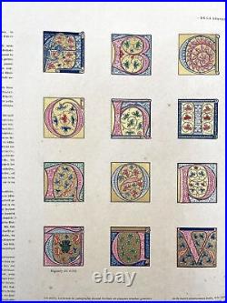 Antique Print L'Art Pour Tous French Paleography Ornate Letters & Initials
