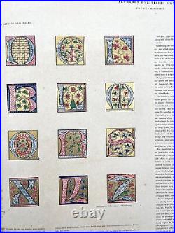 Antique Print L'Art Pour Tous French Paleography Ornate Letters & Initials