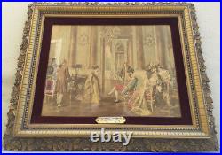 Antique Victorian French Artists at Court Monotype Print by Wilson Carved Frm