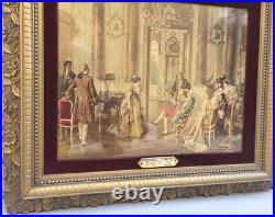 Antique Victorian French Artists at Court Monotype Print by Wilson Carved Frm