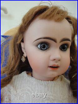 Antique doll French bebe Jumeau big paperweight eyes antique earrings c1880 CUTE